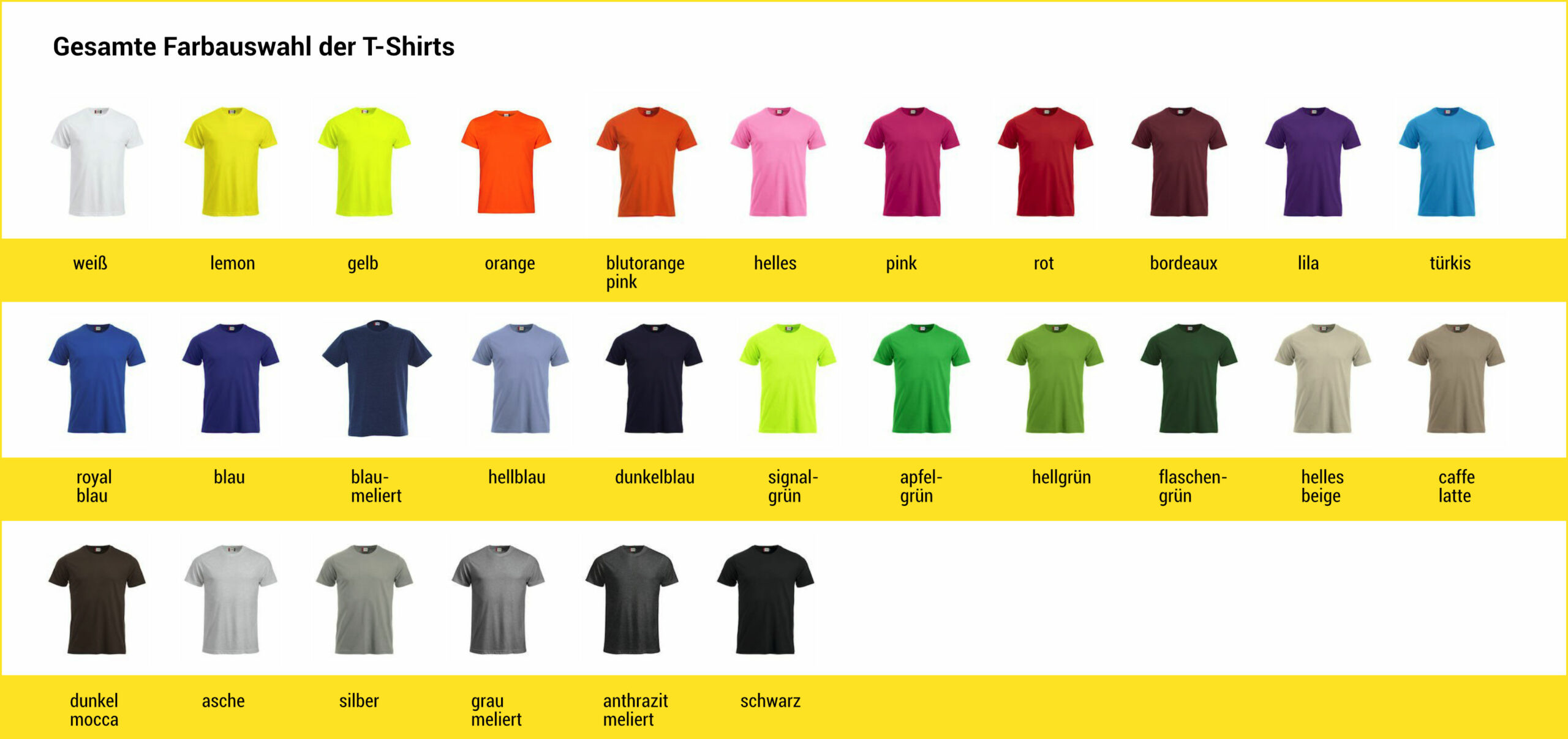 Farben des Clique T-Shirts